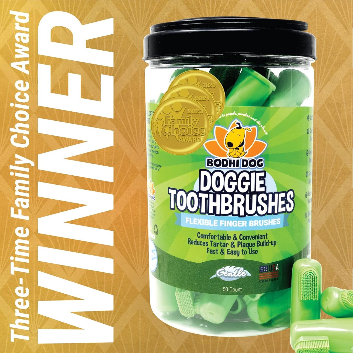 Bodhi Dog Finger Toothbrush for Dogs & Cats - Puppy Toothbrush with Soft Flexible Silicone Bristles, Gentle for Sensitive Gums, Promotes Healthy Teeth & Gums, Easy Teeth Cleaning Tool (50 Count)