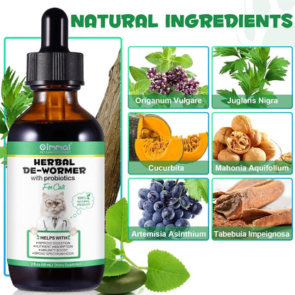 Specifically Formulated for Cats, Cats Natural Broad Spectrum Treatment, Herbal Cleanse, Digestive Support for All Cat Breeds, Gut Health, Puppy & Kitten, Supplement Drops
