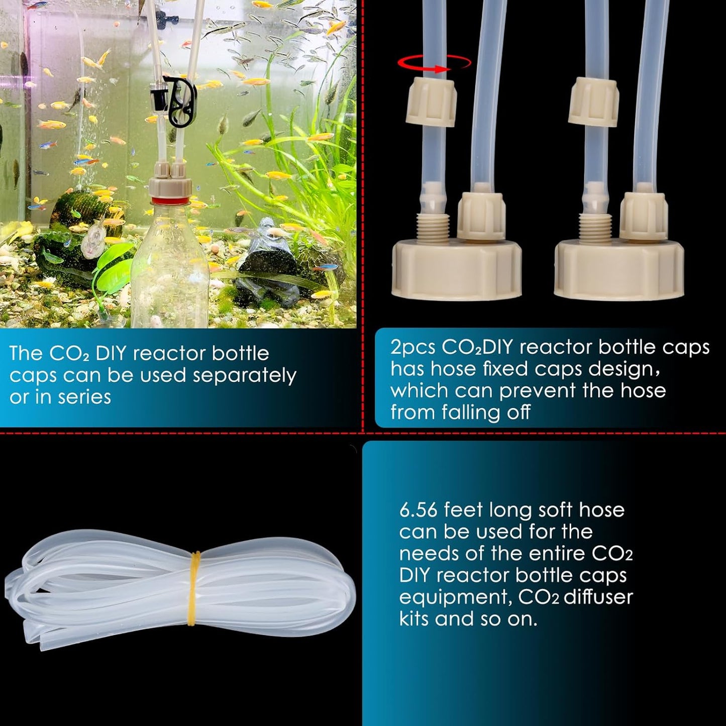 CO₂ Level Indicator Reagent for Aquarium Fish Tank Test Kits Glass Aquarium Water C02 Drop Checker Container DIY CO2 Reactor Bottle caps Kits and so on