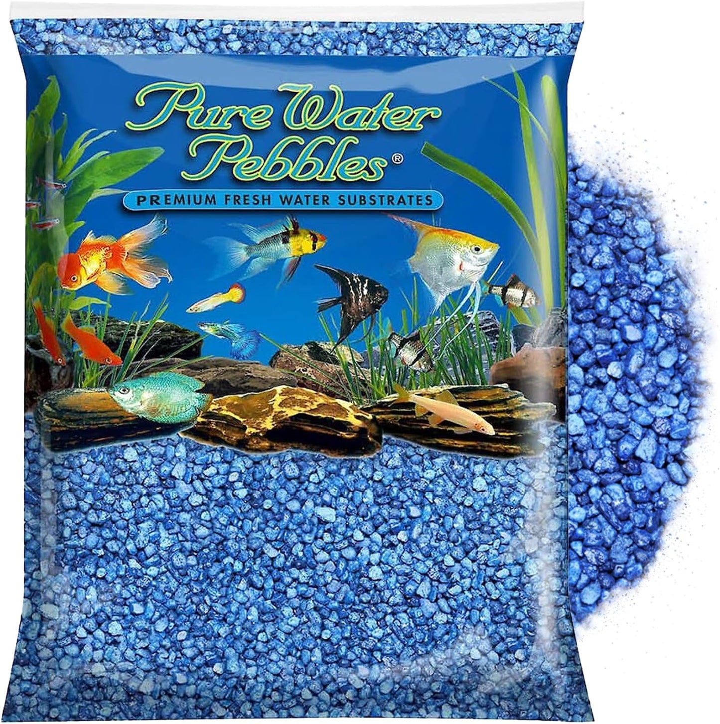 Pure Water Pebbles Marine Blue Aquarium Gravel - 2 lbs - Non-Toxic, Colorfast, Vibrant Substrate for Aquariums, Terrariums, Ponds & Crafts
