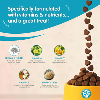 Wanderfound Pets - Omega 3 for Dogs, Skin and Coat Fish Oil, Dog Itch Relief, Soft Chews