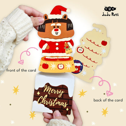 Dog Poop Bag Holder for Leash with Waste Bags and Keychain Clip & A Christmas Greeting Card