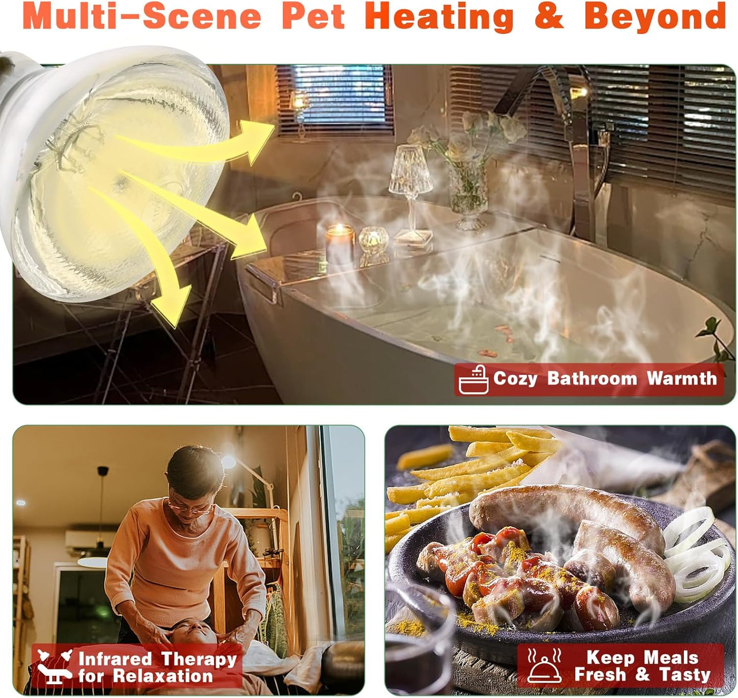 Heat Lamp Bulbs for Chickens Infrared Heat Lamp 250W Incandescent Spotlight for Brooder Coops Pets Chicks Reptiles Food Service (2 Packs)