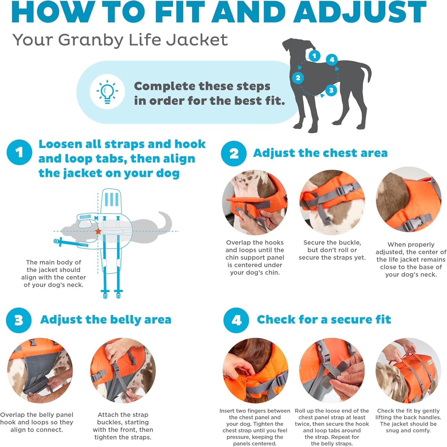 Outward Hound Granby Splash Dog Life Jacket, High-Buoyancy Dog Life Vest for Swimming, Boating, and Water Safety, Large, Orange