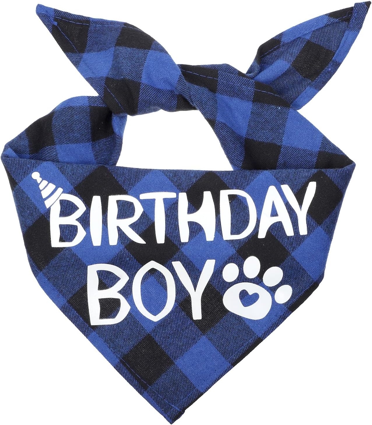 Dog Birthday Bandana, Blue Boy Dog Birthday Boy Bandana Blue Plaid Boys Pet Bandanas Dogs Birthdays Party Supplies for Small Medium Large Dogs Pets (Large)