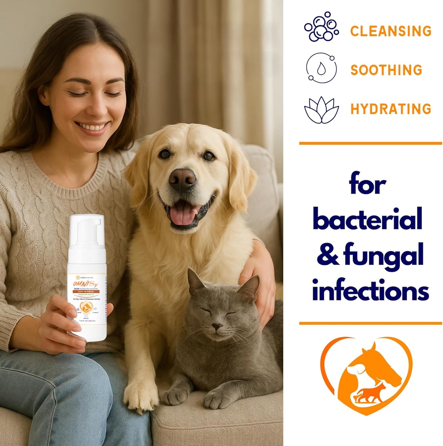 OMNISx Leave-On Mousse - Veterinary-Strength Formula for Itchy, Irritated, or Sensitive Skin