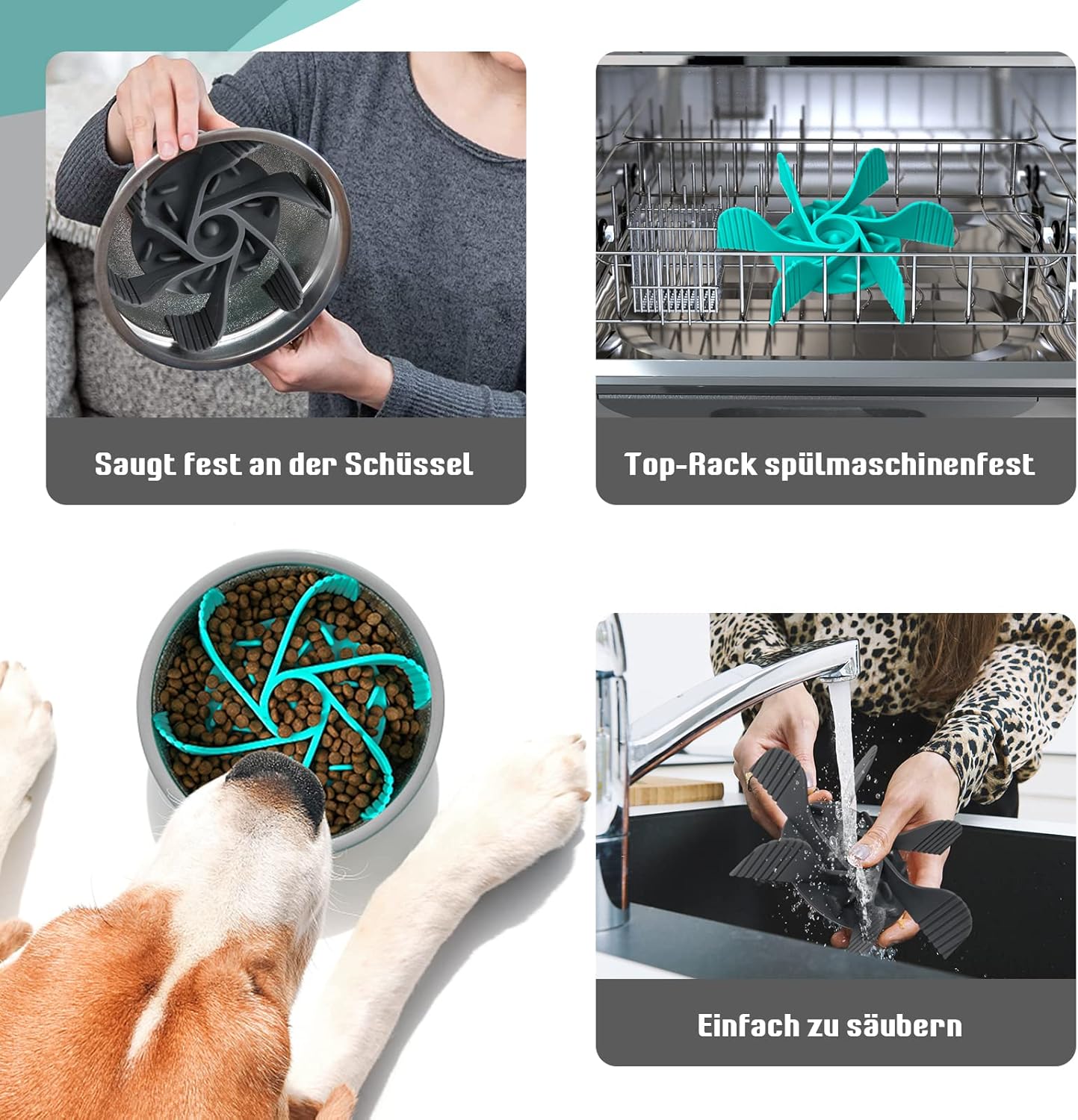 2 Pcs Dog Bowl Slow Feeder Insert, Cuttable Slow Feeder Dog Bowl Insert with Strong Suction Cups, Cat Dog Feeding Supplies, Slow Feeder for Most Dogs Bowl or Dogs Dish