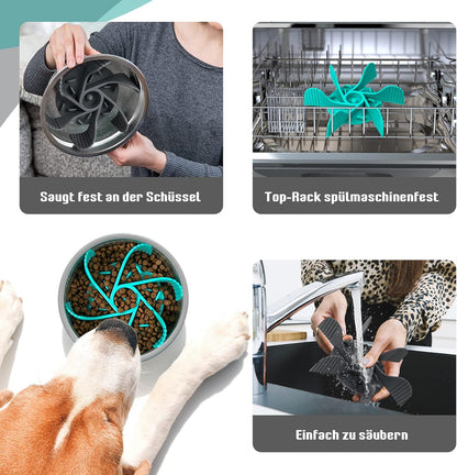 2 Pcs Dog Bowl Slow Feeder Insert, Cuttable Slow Feeder Dog Bowl Insert with Strong Suction Cups, Cat Dog Feeding Supplies, Slow Feeder for Most Dogs Bowl or Dogs Dish