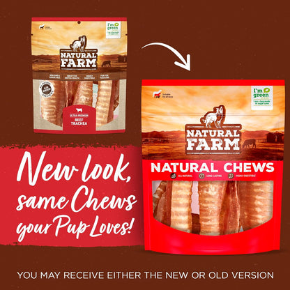 Natural Farm Beef Trachea (12 Inch, 8 Pack), 100% Beef Chews, Natural Glucosamine and Chondroitin for Joint & Hip Mobility, Bone Strength – Low Fat Crunchy & Crispy Treats for All Dogs