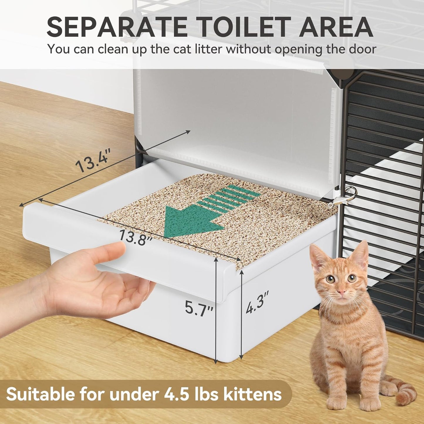 YITAHOME 4-Level Cat Cage with Litter Box: Multi-Tier Indoor Kitty Enclosure for 1-3 Cats, Spacious Play Area with Platforms for Kittens and Small Pets (Black)