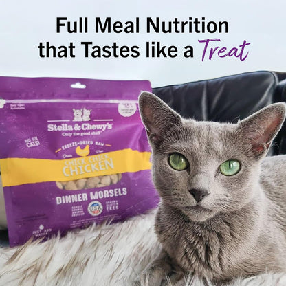 Stella & Chewy's Freeze-Dried Raw Cat Dinner Morsels - Premium Chicken Recipe with 98% Cage-Free Meat & Organs - Natural Grain-Free Cat & Kitten Food - Made in USA - 18 oz
