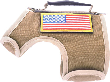 Tactical Cat Harness and Leash for Walking Escape Proof, Adjustable Cat Walking Jackets, Padded Stylish Cat Vest, Khaki, Medium