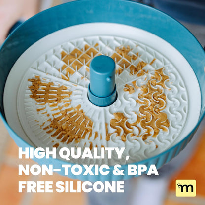 MalsiPree Spinning Slow Feeder Dog Bowl, Anti-Choke Non-Slip Feeding for Small & Large Breeds with 2 Puzzle Mats, Blue - Dog Bowls - Puzzle Feeder - Slow Feeders