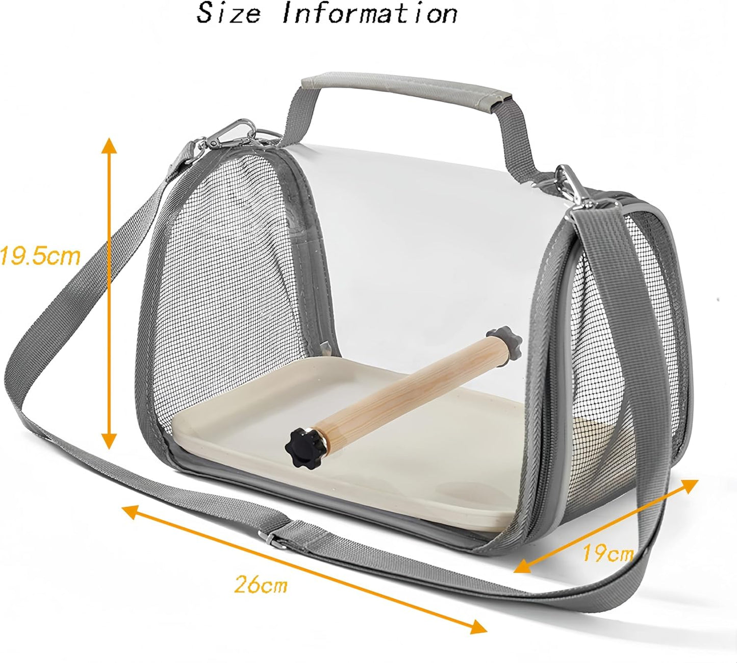 Portable Small Bird Travel Cage Carrier, A Convenient Go Out Solution for Various Birds and Lizard, Featuring a Standing Perch and Comfortable Mat (with Tray).
