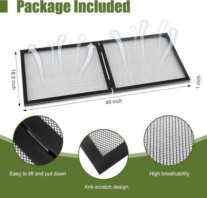 Landhoow 60 Gallon Screen Cover for Hinged Door Pet Reptile Terrarium Screen Cover Large Reptile Terrarium Fish Tank Lid with Center Hinge