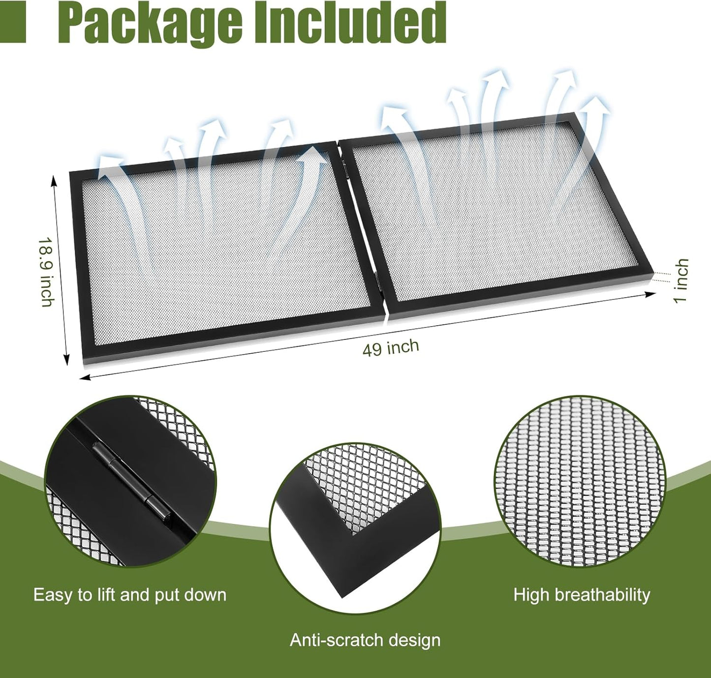 Landhoow 60 Gallon Screen Cover for Hinged Door Pet Reptile Terrarium Screen Cover Large Reptile Terrarium Fish Tank Lid with Center Hinge