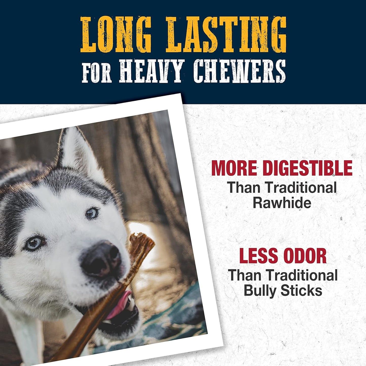 Cadet Bully Hide Sticks for Large Dogs, All-Natural Beef Pizzle, Limited-Ingredient Long-Lasting Dog Chews for Aggressive Chewers, 2 Count