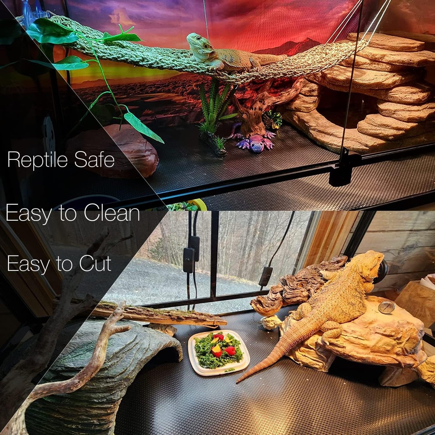 MRREPTILE Reptile Substrate Mat Carpet Bedding, Bearded Dragon Substrate, Reptile Tank Terrarium Liner for Leopard Gecko Lizard Bearded Dragon Tank Accessories