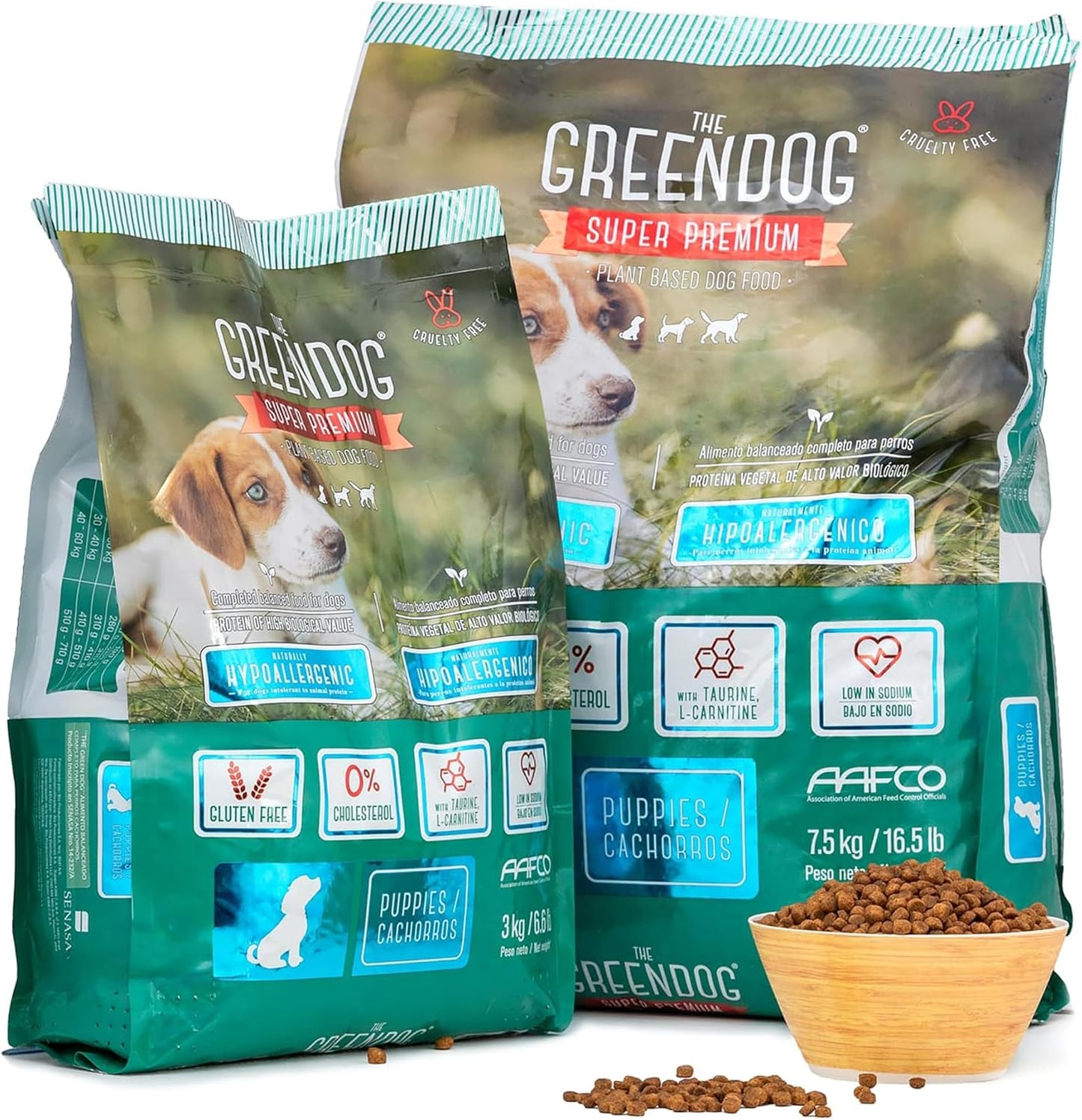 The Green Dog: Super Premium - Puppies - 6.6 Lb Bag Dog Food - Plant Based Protein, Vegan Dry Pet Kibble, Gluten Free, Complete Nutrition