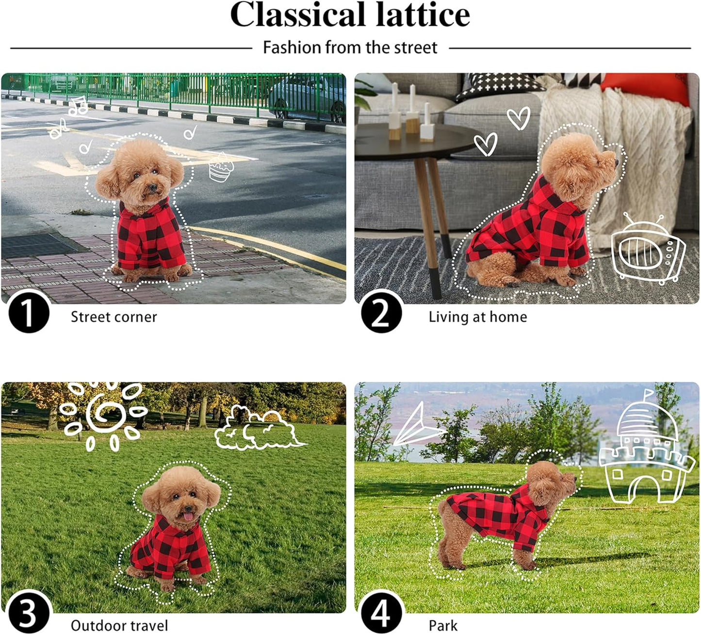 Plaid Dog Hoodie: Premium Polycotton Fabric Dog Clothes with Back Pocket and Leash Hole, Dog Sweatshirt for Small, Medium, & Large Dogs ¨C Stylish and Functional for All Occasions Blue XS