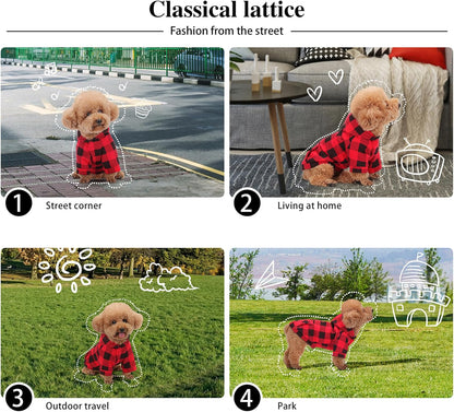 Plaid Dog Hoodie: Premium Polycotton Fabric Dog Clothes with Back Pocket and Leash Hole, Dog Sweatshirt for Small, Medium, & Large Dogs ¨C Stylish and Functional for All Occasions Blue XS