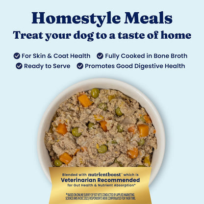 Solid Gold Homestyle Meals Wet Dog Food - Soft Food for Dogs w/Chicken, Bone Broth & Superfoods for Skin & Coat Health - Dog Toppers for Dry Kibble - Fresh Refrigerated Full Meal Replacement -9oz/6ct