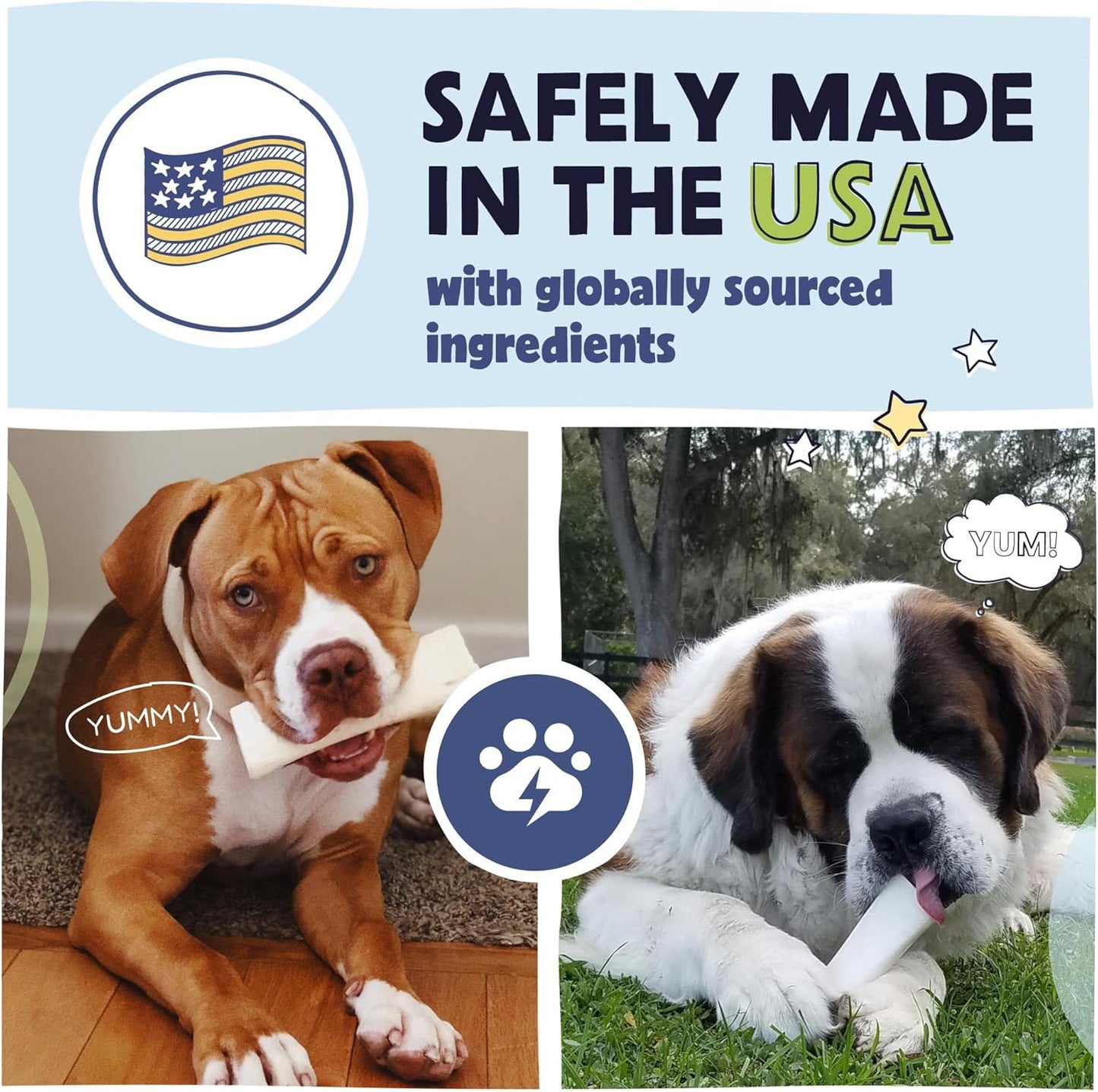 Pawstruck Large 5-6” Filled Dog Bones Variety Pack - Peanut Butter, Cheese & Bacon, Beef Flavors - Made in USA, Long Lasting Stuffed Femur Treat for Aggressive Chewers - Pack of 3, Packaging May Vary