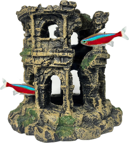 Antique Roman Column Ruins Fish Tank Decorations - Roman Column Round European Castle Aquarium Ornaments Fish Tank Hideouts Rocks Stone Cave for Betta,Shrimp,Goldfish Tank Landscaping