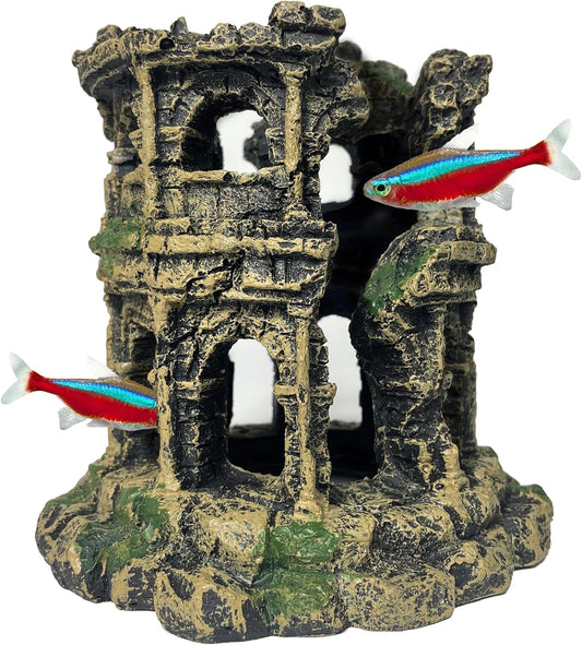 Antique Roman Column Ruins Fish Tank Decorations - Roman Column Round European Castle Aquarium Ornaments Fish Tank Hideouts Rocks Stone Cave for Betta,Shrimp,Goldfish Tank Landscaping