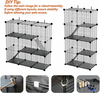 Cat Cage Indoor, Big Wire Cat Cage Kennels Enclosures DIY Playpen Crates, Pet Pen C&C Cage for Multiple Cats Kittens Rabbits Bunny Ferrets Chinchilla and Small Animals