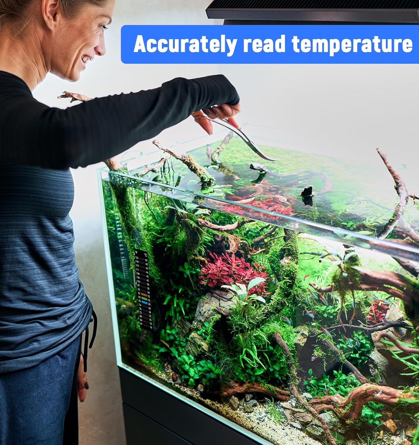 6PCS Fish Tank Thermometer Stick On, High Accuracy Adhesive Temperature Strips, Stick on Thermometer for Aquarium Fermenting Brewing Wine Beer Fahrenheit Celsius