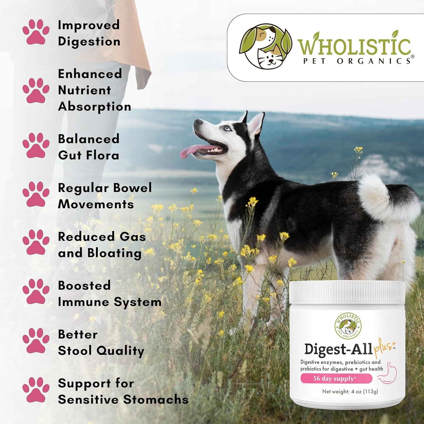 Wholistic Pet Organics Canine Complete & Dog Probiotics Powder - Dog Multivitamins with Prebiotics and Probiotics for Immune System, Digestive Health & Overall Health Support - Promote Daily Wellness