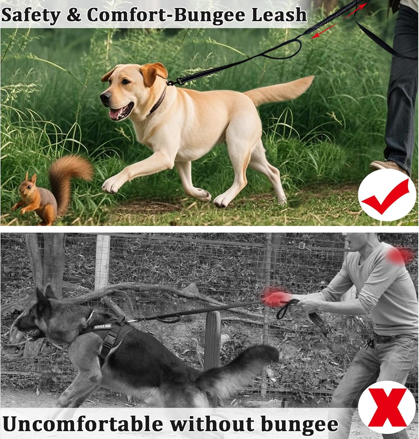 WYuZe 5ft Puppy Leash for Small Dogs + 7ft Triple Handle Dog Leash with Shock Absorbing for Large Medium Dogs