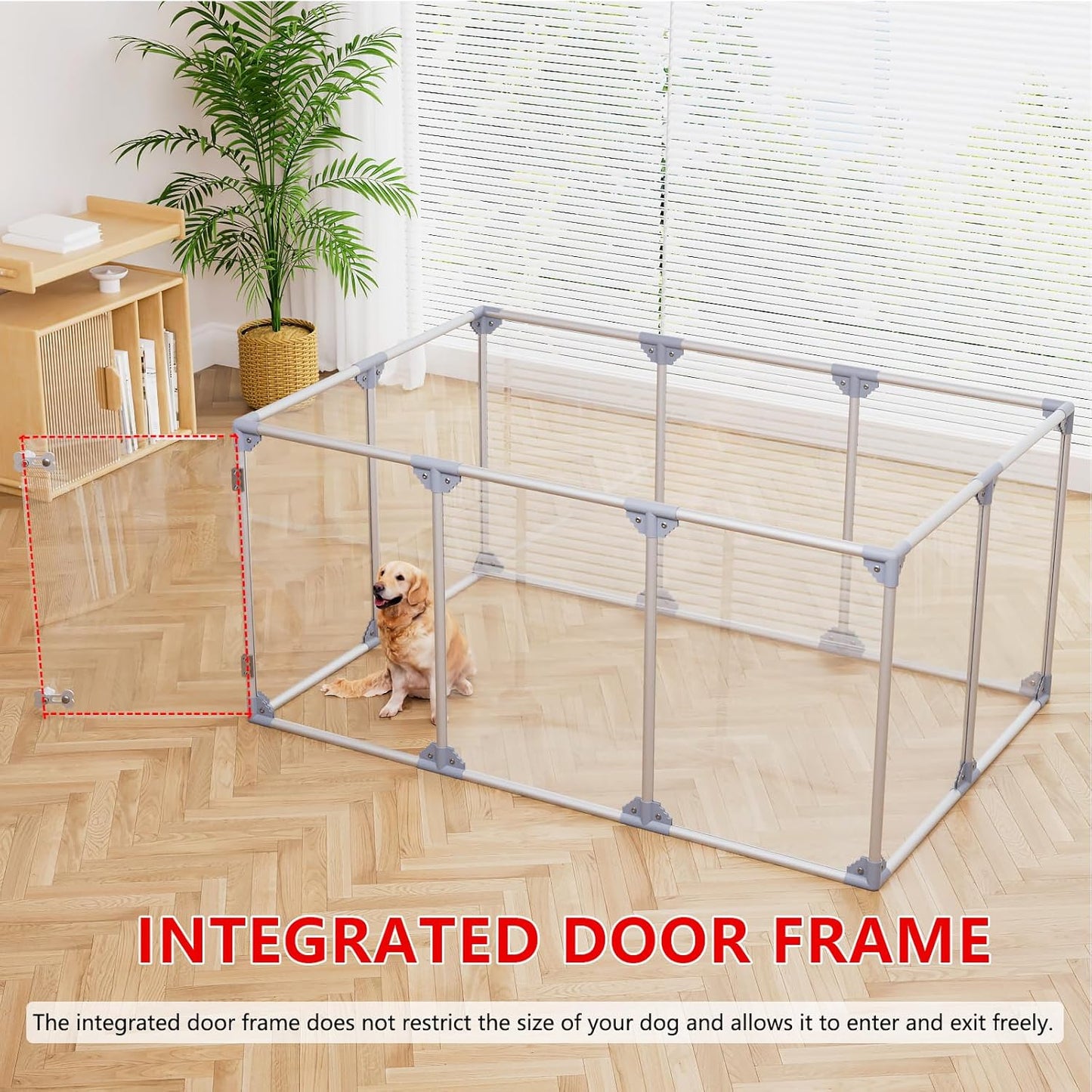 Clear Acrylic Dog Playpen, 10 Panels 29.5 Inch Tall Indoor Pet Play Pen with Door, Transparent Puppy Fence for Small Dogs, Dog Fence Crate Kennel Whelping Cage