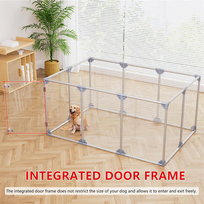 Clear Acrylic Dog Playpen, 10 Panels 29.5 Inch Tall Indoor Pet Play Pen with Door, Transparent Puppy Fence for Small Dogs, Dog Fence Crate Kennel Whelping Cage