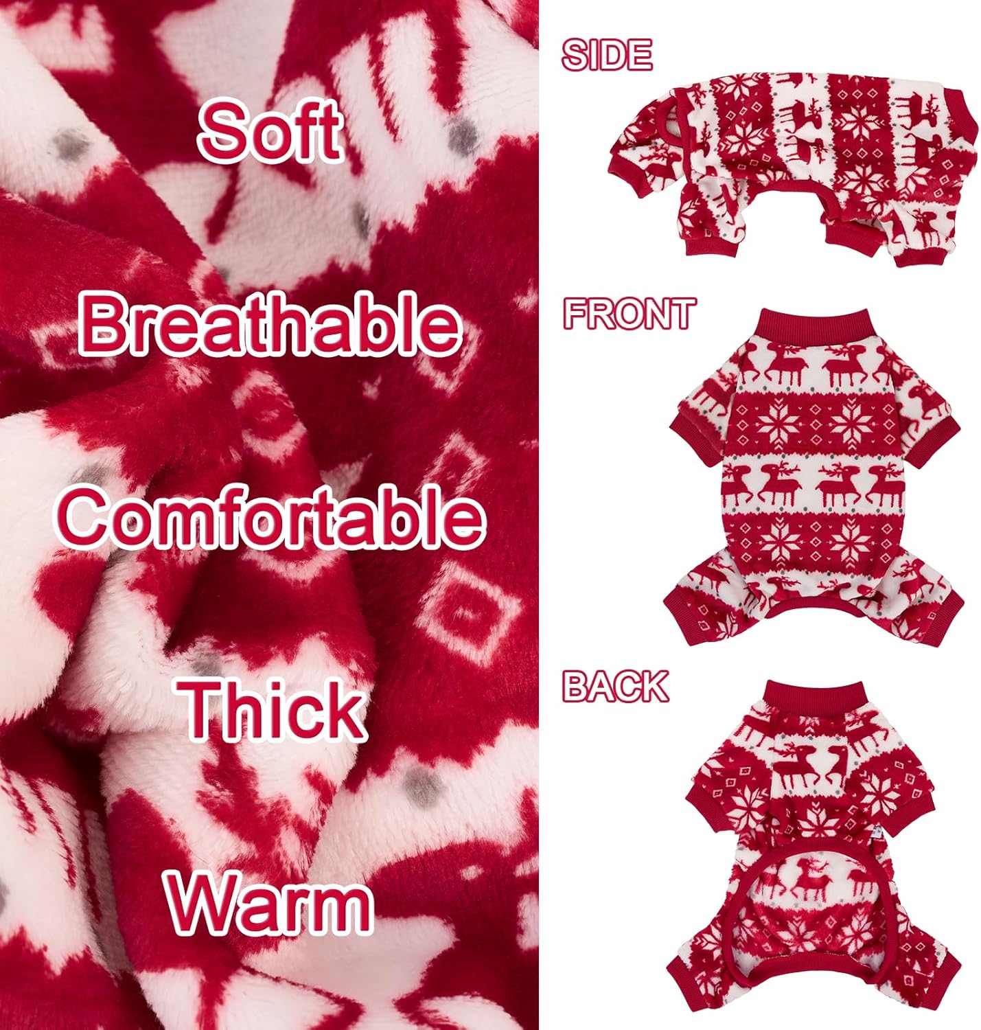XPUDAC Christmas Dog Sweater Fleece Dog Pajamas for Small Medium Dogs Girl Boy Winter Puppy Clothes Holiday Puppy Onesie Cat Pjs Jammies, XS