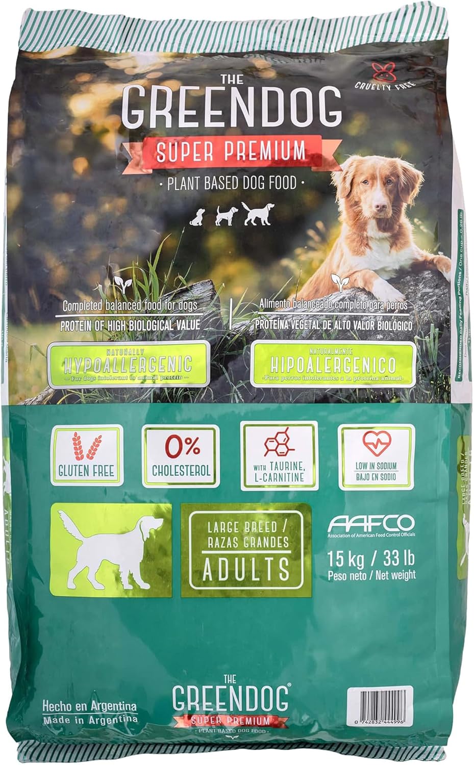 The Green Dog: Super Premium: Adult Regular Bite - 33 Lb Bag Dog Food - Plant Based Protein, Vegan Dry Pet Kibble, Gluten Free, Complete Nutrition