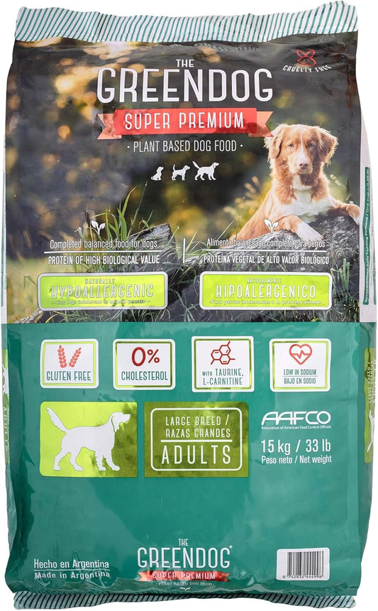 The Green Dog: Super Premium: Adult Regular Bite - 33 Lb Bag Dog Food - Plant Based Protein, Vegan Dry Pet Kibble, Gluten Free, Complete Nutrition