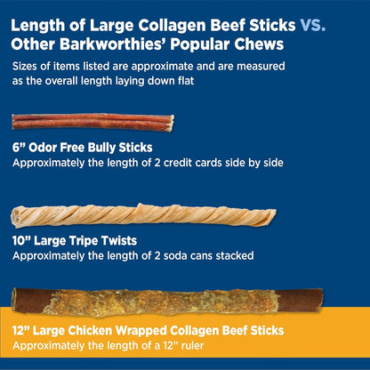 Barkworthies Chicken Wrapped Collagen Sticks - 12 Inch 2 Count (Pack of 1) - Palatable, Durable Snack
