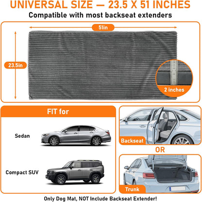 Dog Bed Mat for Car Backseat,Colewin Non-slip Waterproof Car Seat Mat for Dogs&Pets with 2-Inch Thick Foam & Easy Clean Dog Pad Cover Suitable for Travel,Camp,Home,NOT Include Extender(23.5x51in,Grey)