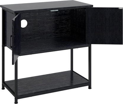 20-29 Gallon Wood Farmhouse Aquarium Stand with Cabinet - 3-Tier Heavy Duty Metal Frame Fish Tank Stand with Storage, Turtle Reptile Tank Stand, 330LBS Capacity, 31.5" L Tabletop, Black