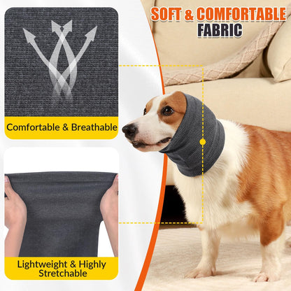 SlowTon Quiet Ears Dog Hoodie - 2 Pcs Ear Wrap Dog Ear Muffs Noise Protection, Anxiety Relief Dogs Hat Calming Hood Head Cover, Pet Headband Dogs Ear Protector for Grooming, Force Drying (Grey,S)