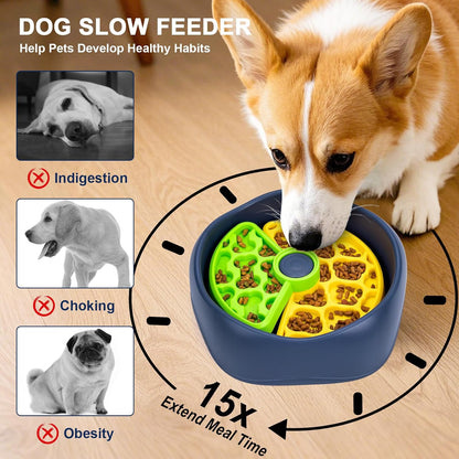 Interactive Pet Puzzle Slow Feeder Bowl - Innovative Rotating Design, Anti-Gulping, Promotes Digestion & Mental Stimulation, Non-Slip Food Dispenser for Small & Medium Dogs & Cats (Yellow & Green)