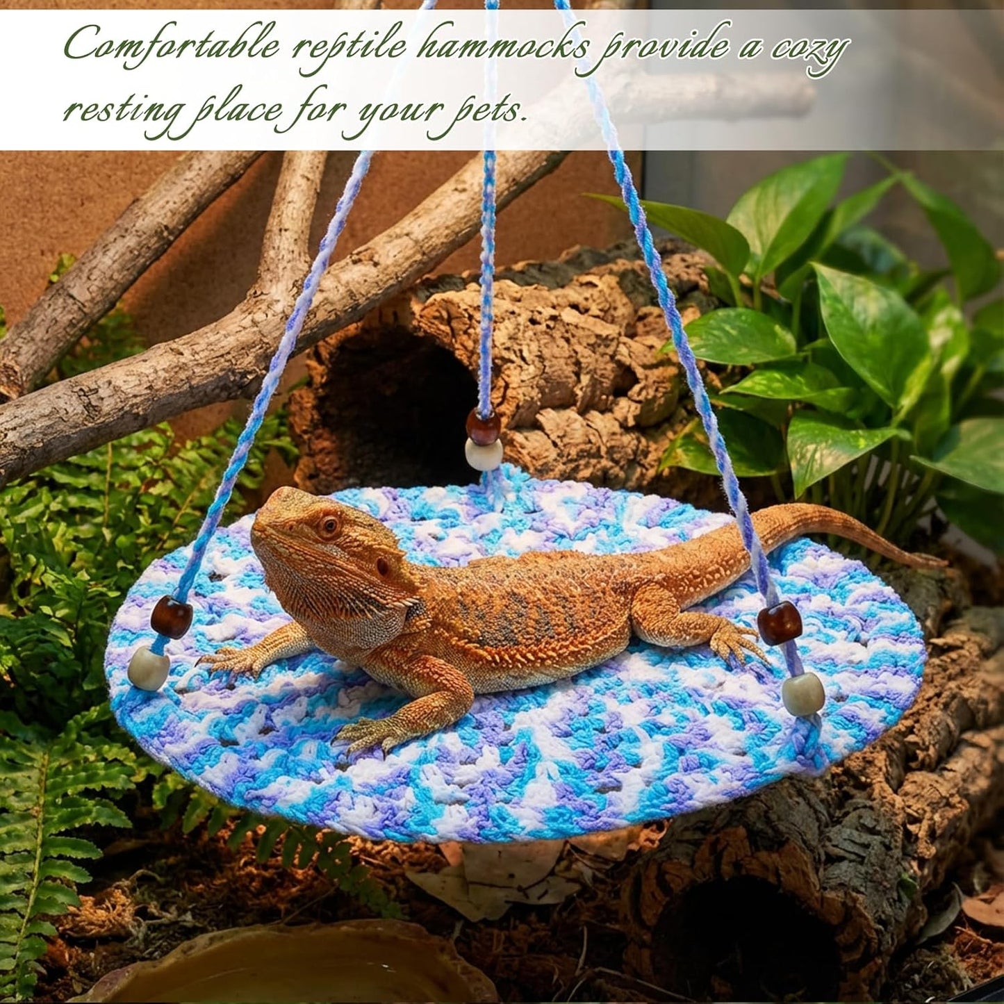 Bearded Dragon Hammock, Reptile Hammock Tank Accessories Bearded Dragon Tank Accessories Small Lizard Cage Bed Hanging Hammocks for Chameleon Birds Rats Gecko Iguana