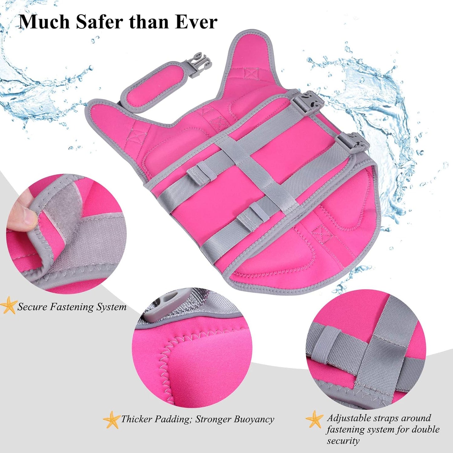 VIVAGLORY High Buoyancy Dog Life Vest, Swimming Vest with Handle, Dog Life Jacket for Swimming & Boating, Buoyancy for Puppy Doggy, S, Pink