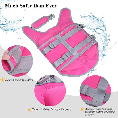 VIVAGLORY High Buoyancy Dog Life Vest, Swimming Vest with Handle, Dog Life Jacket for Swimming & Boating, Buoyancy for Puppy Doggy, S, Pink