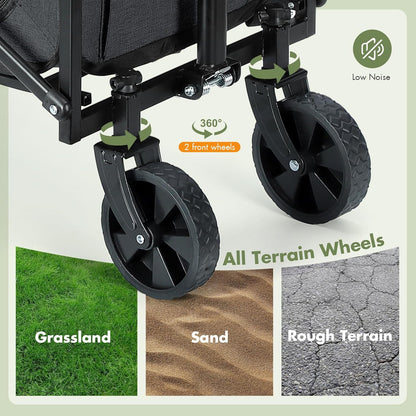 Lekebobor Cat Carrier with Wheels Large Cog and Dog 40LBS, Rolling Pet Carriage with Big All-Terrain Wheels (Black)