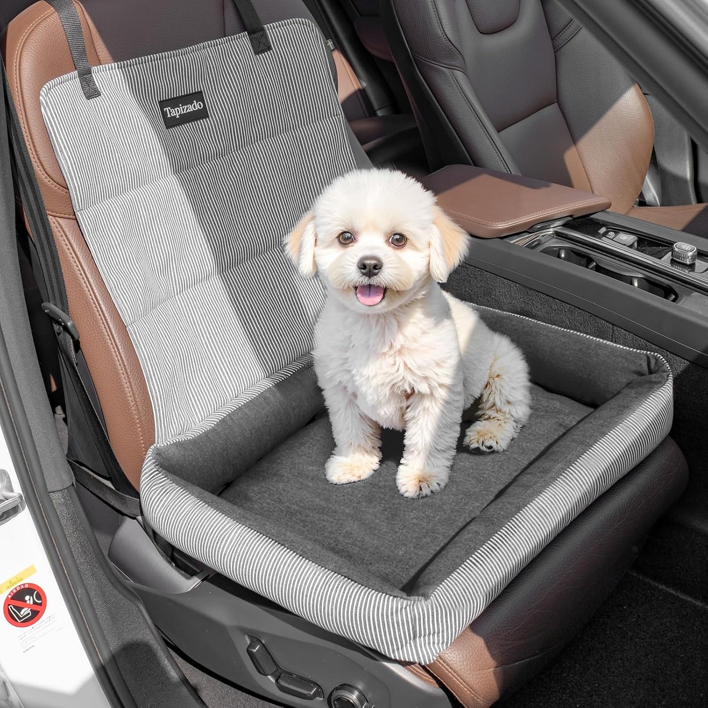 Dog Car Seats for Small Dogs, Detachable Soft Cotton Cushion, Comfort Pet Travel Dog Bed, Puppy Car Seat with Adjustable Secure Straps, Under 25lbs, Black