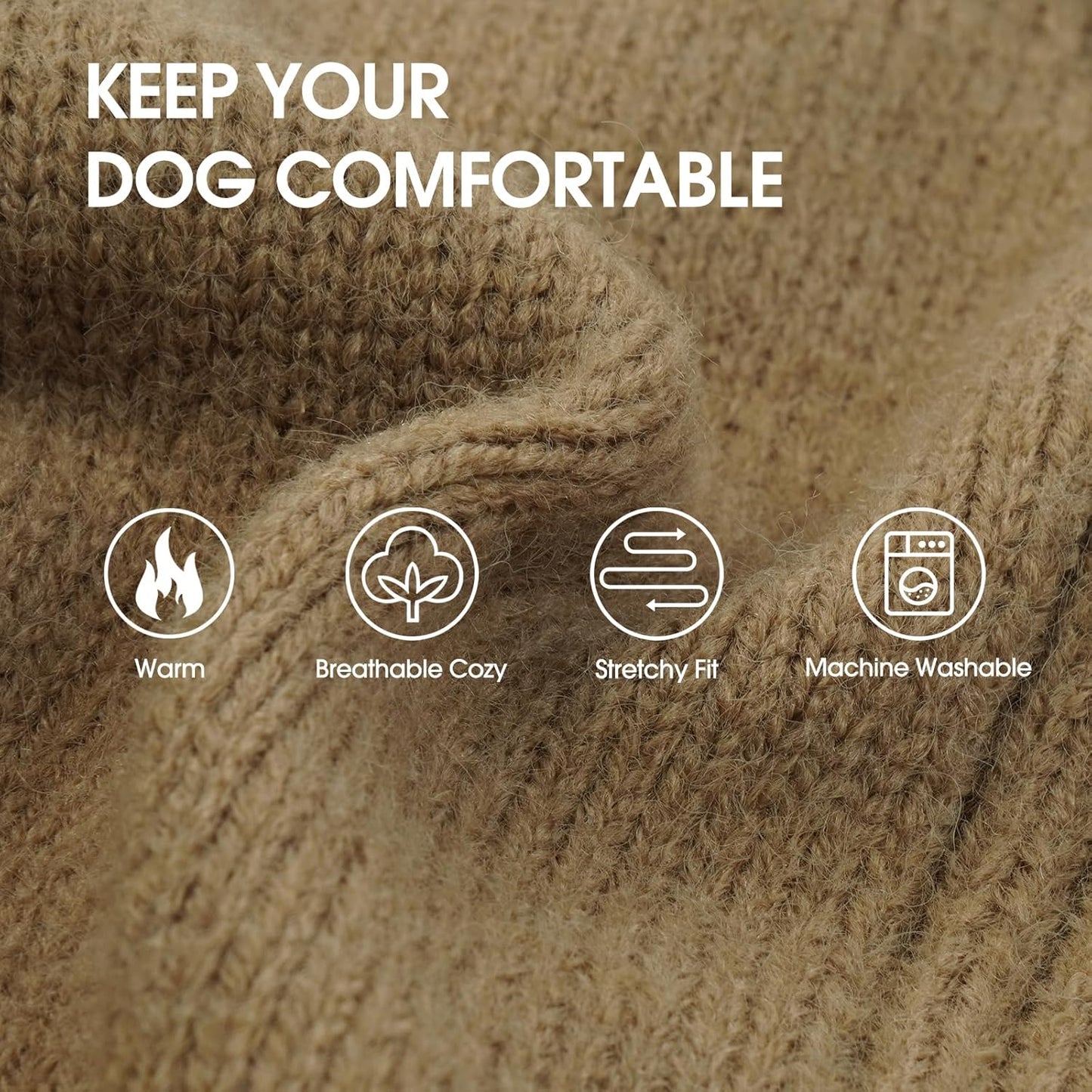 IECOii XXXL Dog Sweater,Warm Dog Sweaters for Extra Large Dogs Girl Boy,Stretchy & Cozy,Turtleneck Knitted Pullover for Pet Wear On Holiday,Easy On Doggy Sweatshirt for Labrador (Camel,XXXL)