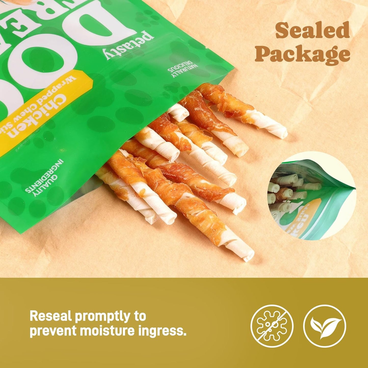 Chicken Wrapped Rawhide Sticks Dog Treats,Long-Lasting Chews with Real Chicken,Low Odor & High Protein Dog Snacks for Small Dogs & Puppies,5-Inch, 30 Count